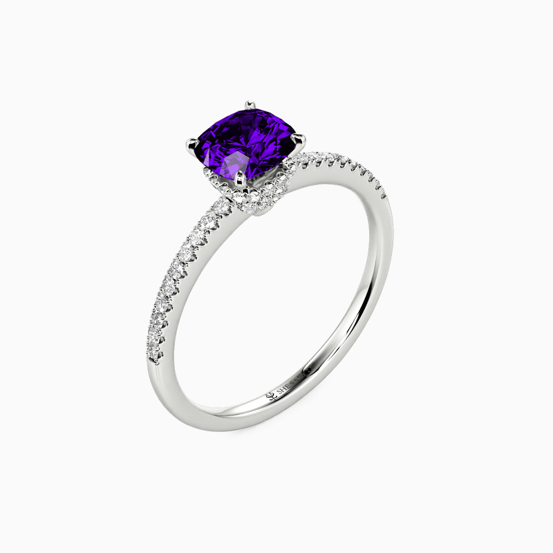 "Du Machst Meinen Tag" 1 Karat Kissen-Schliff Halo-Verlobungsring