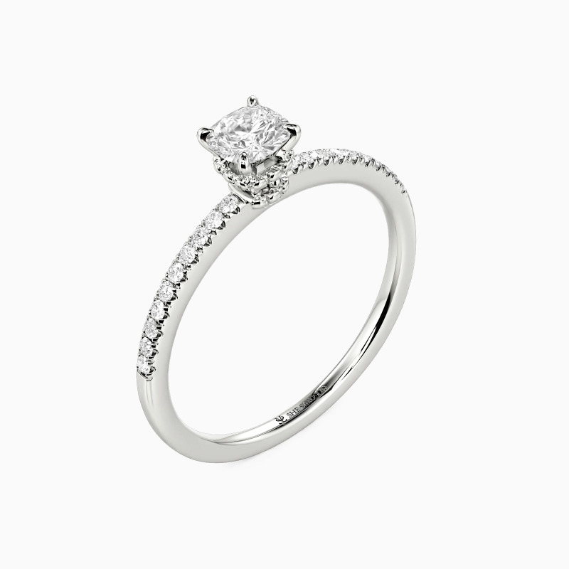 "Du Machst Meinen Tag" Verlobungsring 0,35 ct Kissenschliff mit Seitensteinen