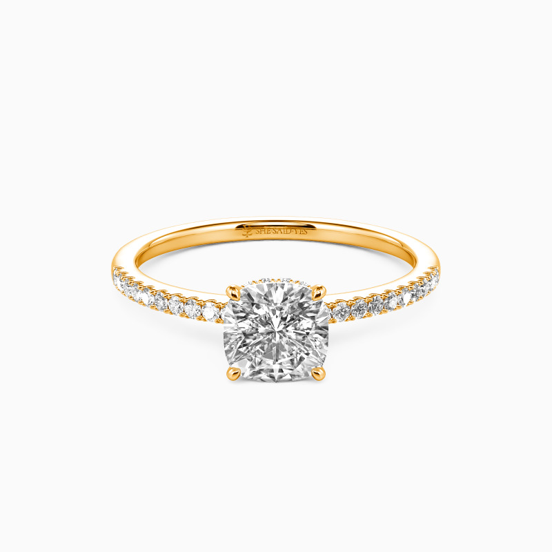 "You Make My Day" 0.8ct Cushion Cut Halo Engagement Ring