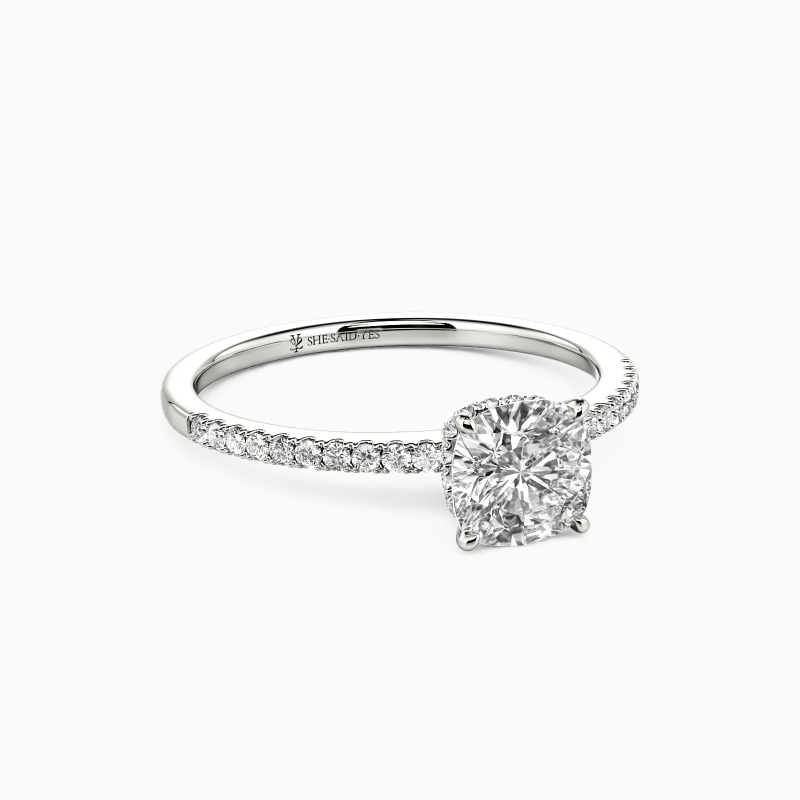 "You Make My Day" Cushion Cut Halo Engagement Ring