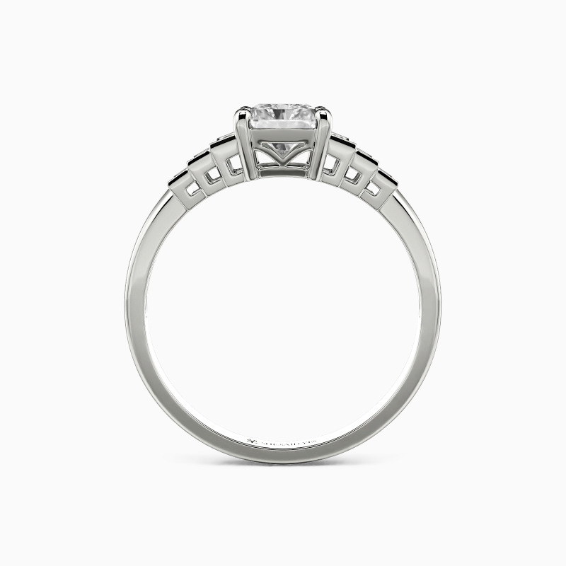 "Love Protector" Emerald Cut Side Stone Engagement Ring