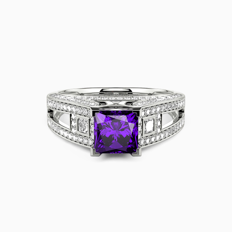 "Now And Always" Princess Cut Side Stone Engagement Ring