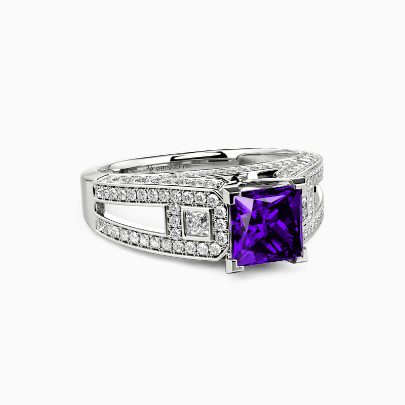 "Now And Always" Princess Cut Side Stone Engagement Ring