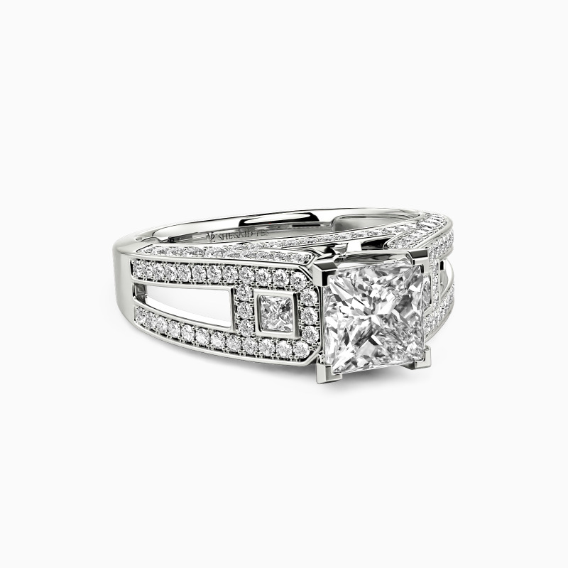 "Now And Always" Princess Cut Side Stone Engagement Ring