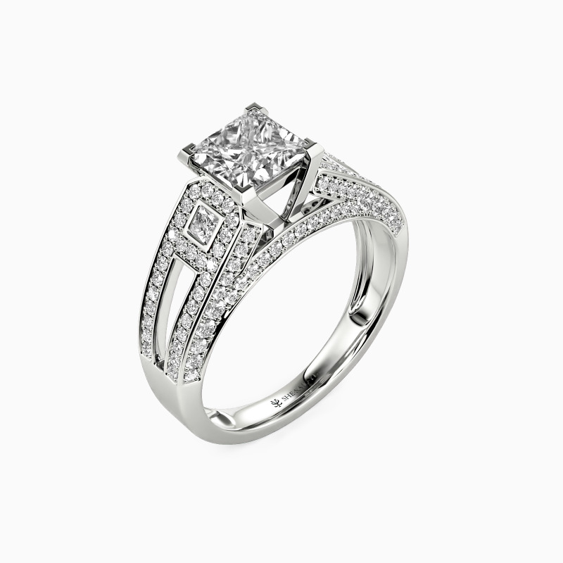 "Now And Always" Princess Cut Side Stone Engagement Ring