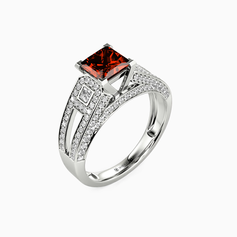 "Now And Always" Princess Cut Side Stone Engagement Ring