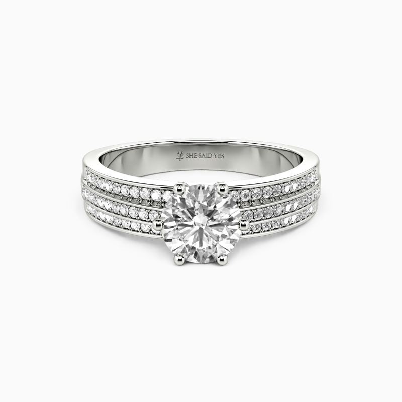"Timeless Vow" Round Cut Side Stone Engagement Ring