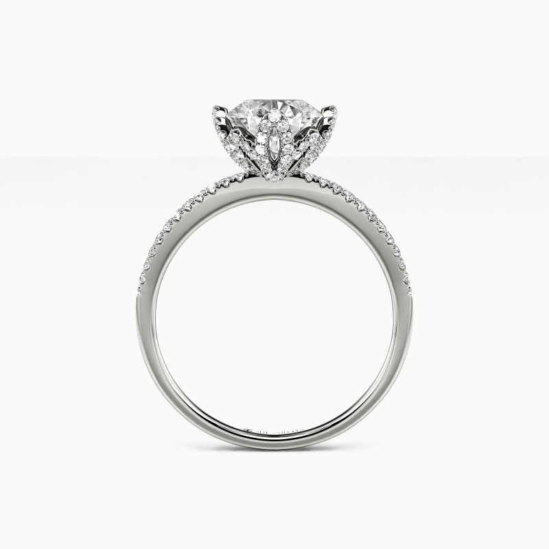 "Track Your Fragrance" Round Cut Side Stone Engagement Ring