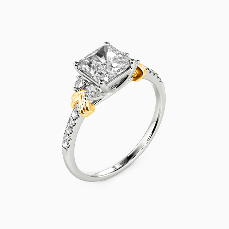 "Adore You" Radiant Cut Side Stone Engagement Ring