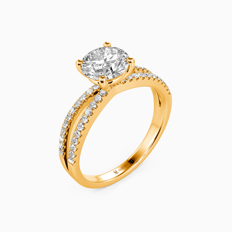 "Love And Growth" Round Cut Side Stone Engagement Ring