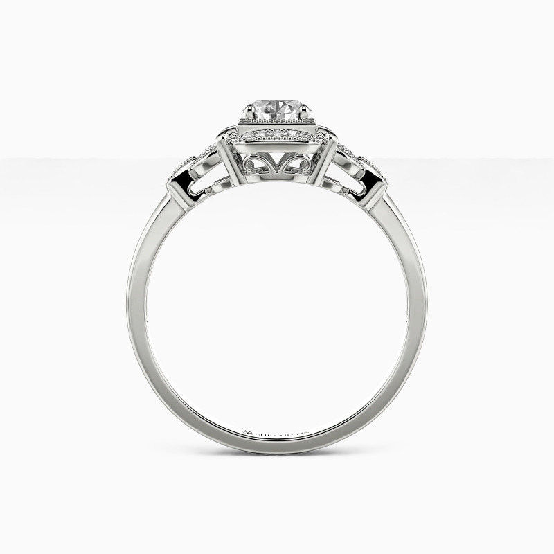"Right Time" Round Cut Side Stone Engagement Ring