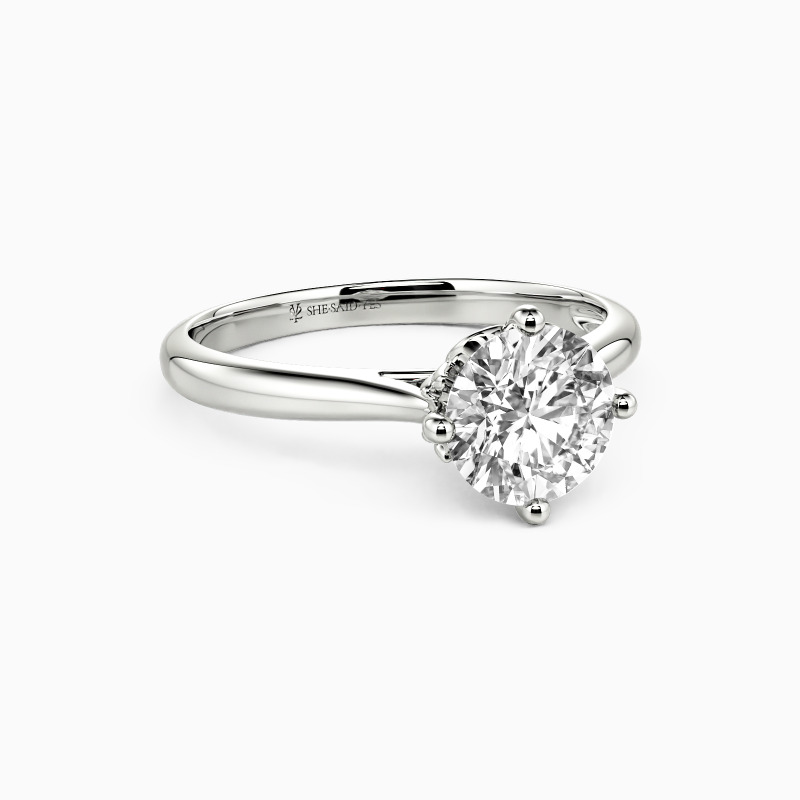 "Heart Of My Star" Round Cut Side Stone Engagement Ring