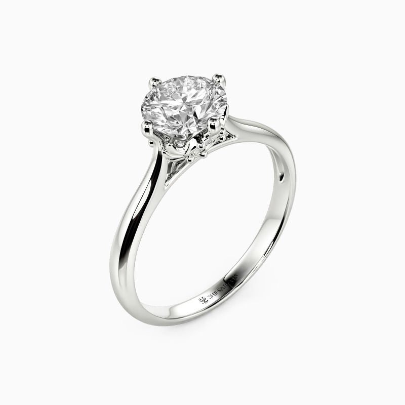 "Heart Of My Star" Round Cut Side Stone Engagement Ring