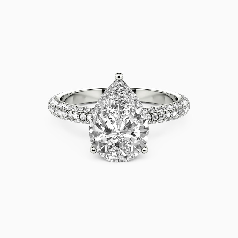 "You’re in Love" Pear Cut Side Stone Engagement Ring