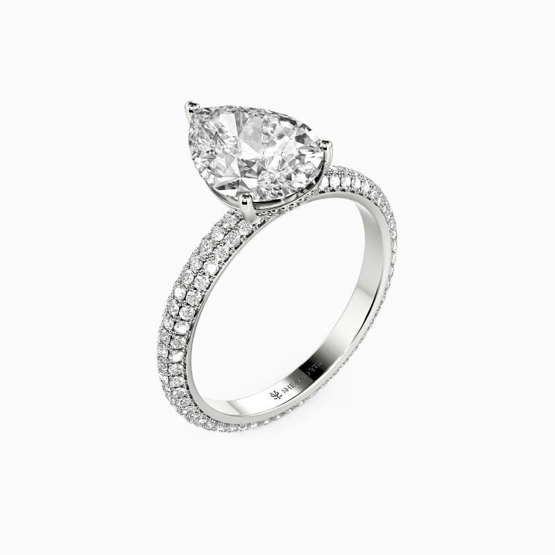 "You’re In Love" Pear Cut Side Stone Engagement Ring