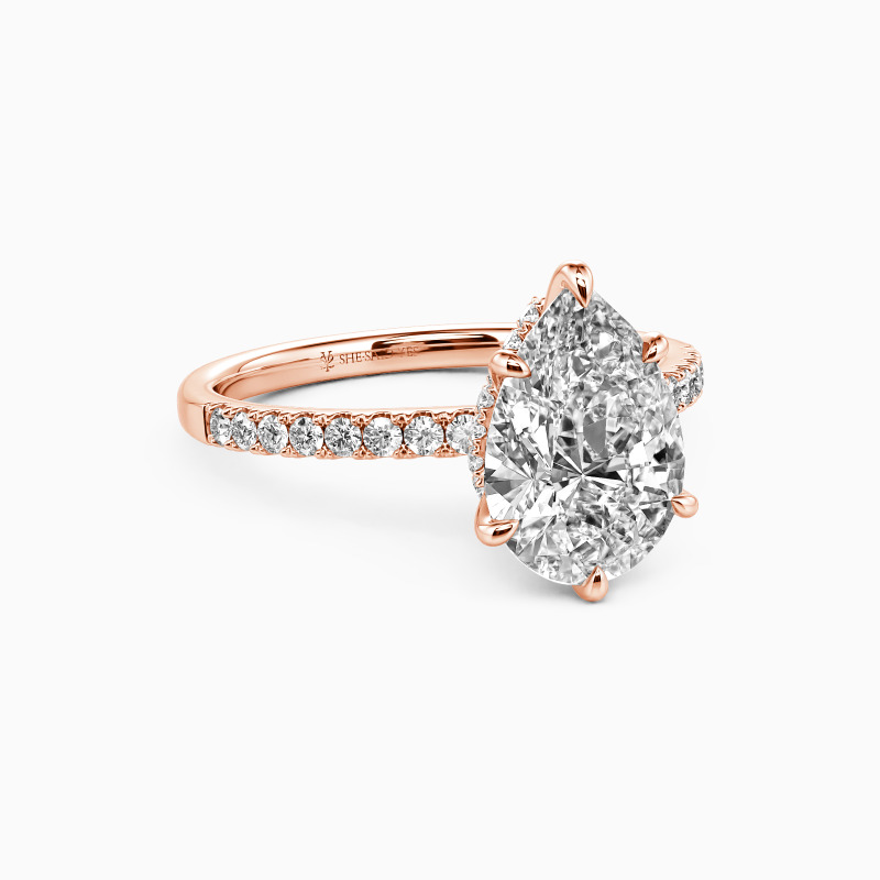 "My Soulmate" 1.5ct Pear Cut Side Stone Engagement Ring