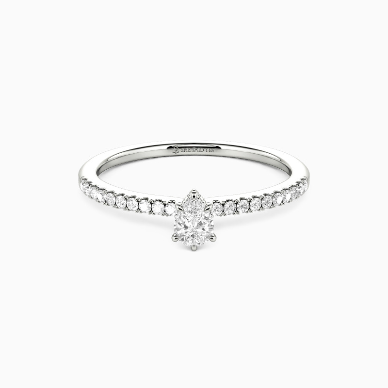「マイ・ソウルメイト」 0.3ct ペアカット・サイドストーン 婚約指輪