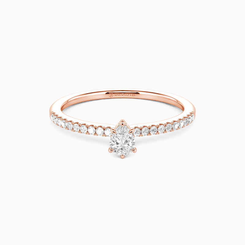 "Meine Seelenverwandte" Verlobungsring 0,8 ct Birnenschliff mit Seitensteinen