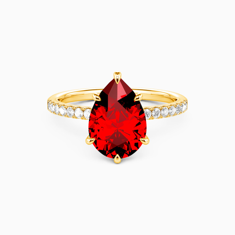 "My Soulmate" 2ct Pear Cut Side Stone Engagement Ring