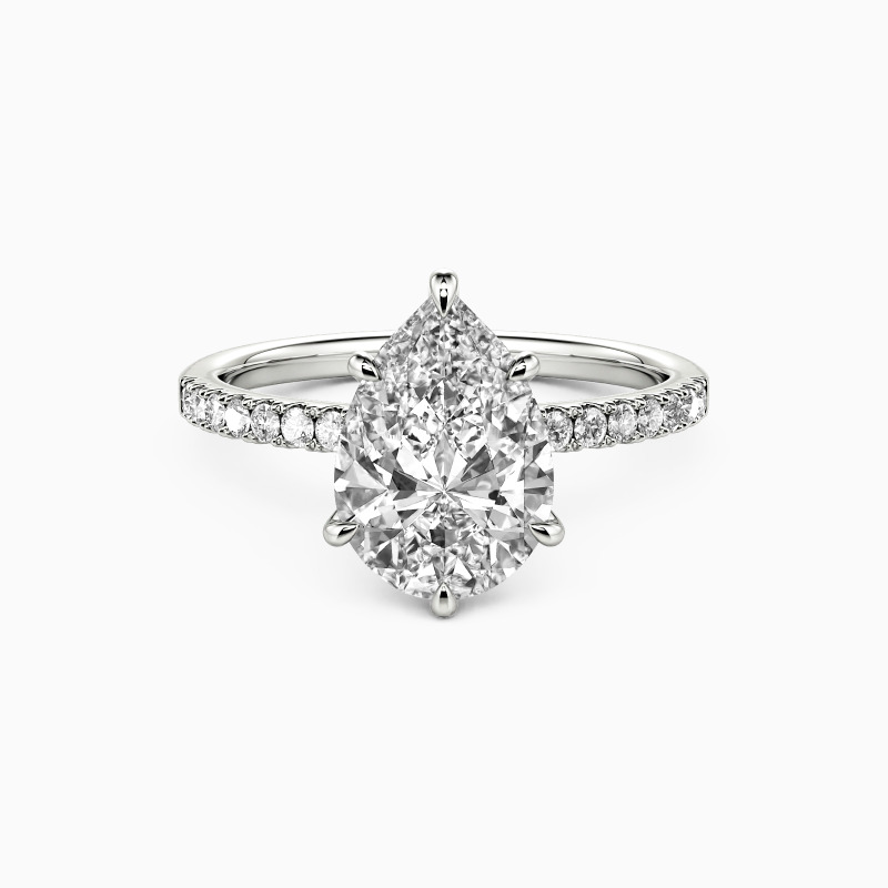 "My Soulmate" 2ct Pear Cut Side Stone Engagement Ring
