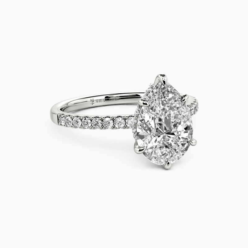 "My Soulmate" 2ct Pear Cut Side Stone Engagement Ring