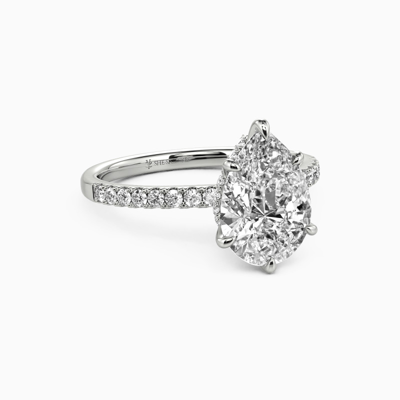 "My Soulmate" Pear Cut Side Stone Engagement Ring
