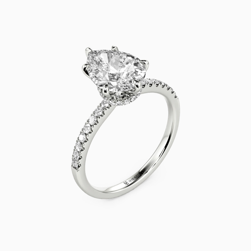 "My Soulmate" 2ct Pear Cut Side Stone Engagement Ring