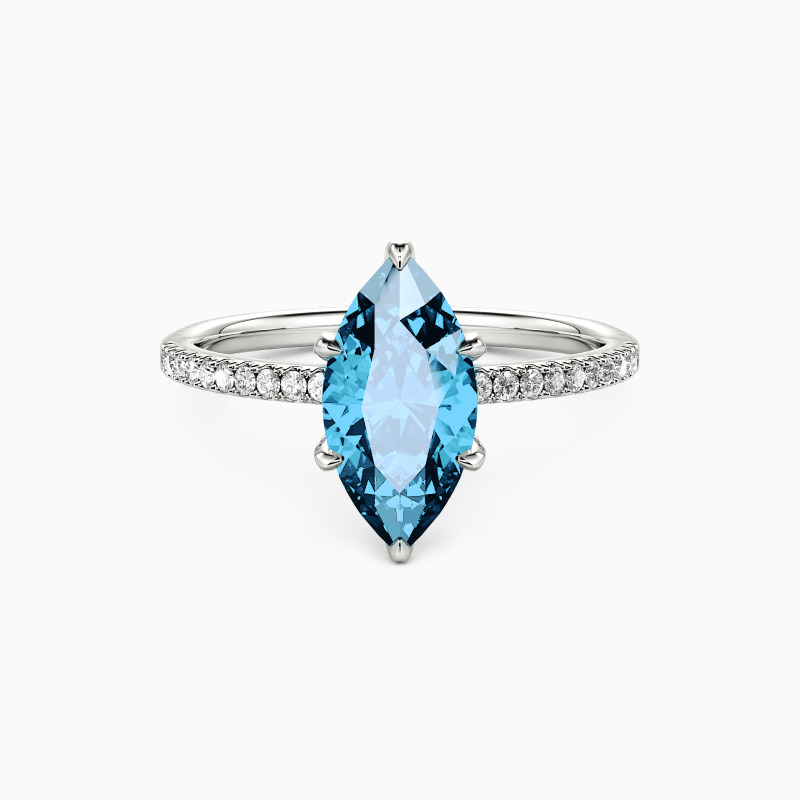 "La promesse éternelle" Bague de fiançailles marquise avec pierres latérales (1 carat)