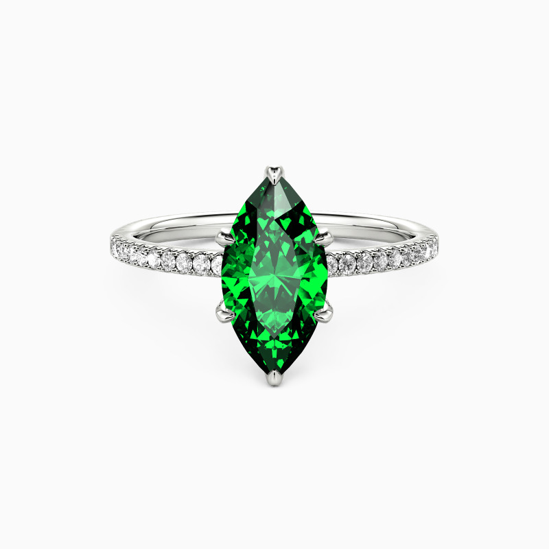 "La promesse éternelle" Bague de fiançailles marquise avec pierres latérales (1 carat)