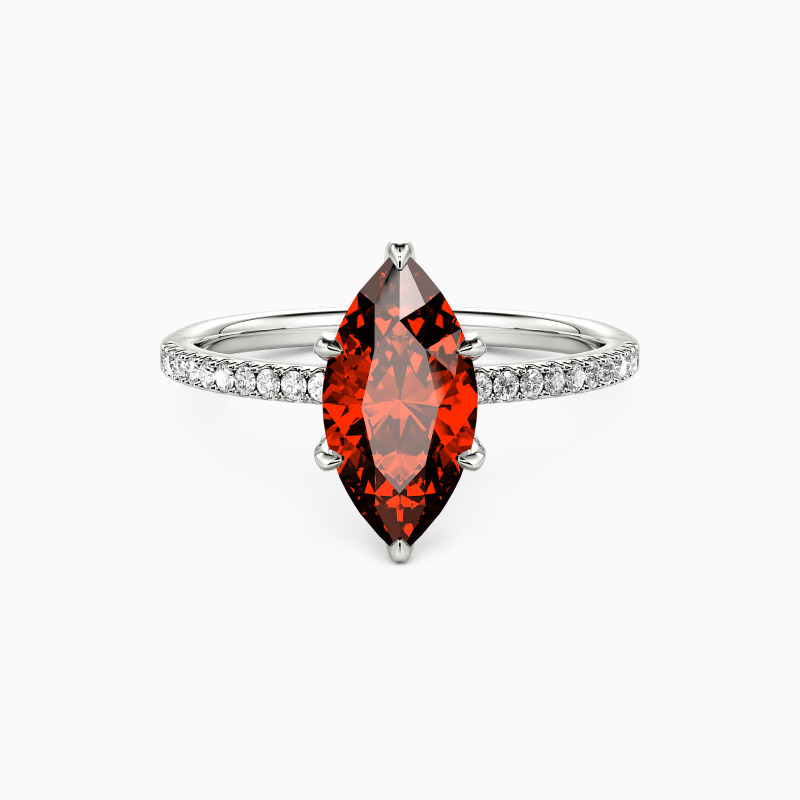 "La promesse éternelle" Bague de fiançailles marquise avec pierres latérales (1 carat)