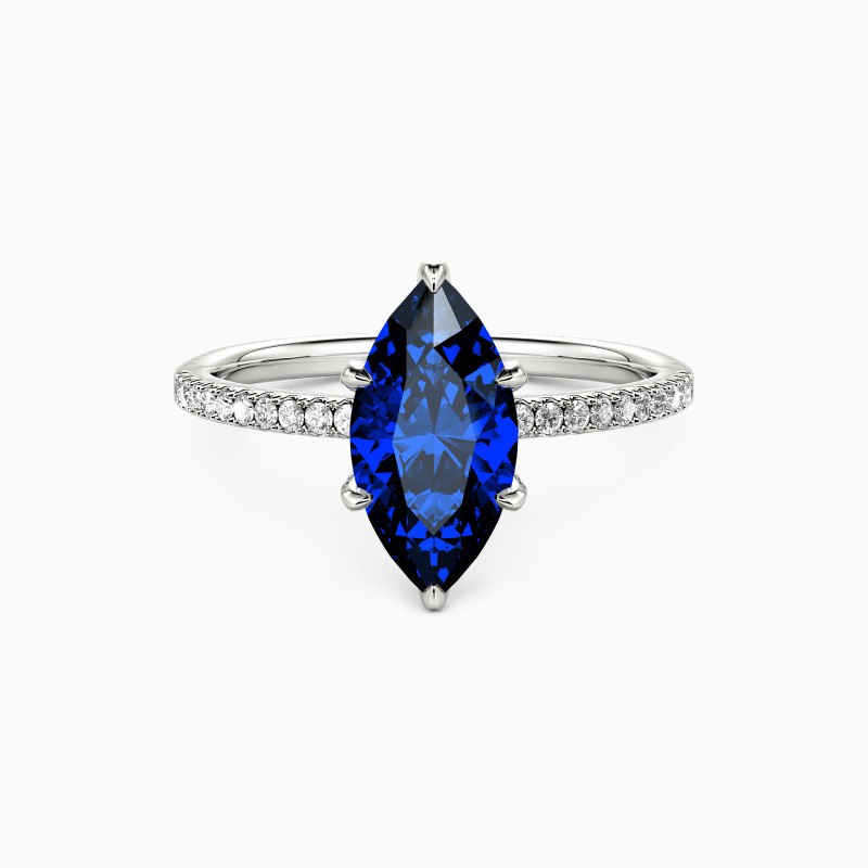 "La promesse éternelle" Bague de fiançailles marquise avec pierres latérales (1 carat)
