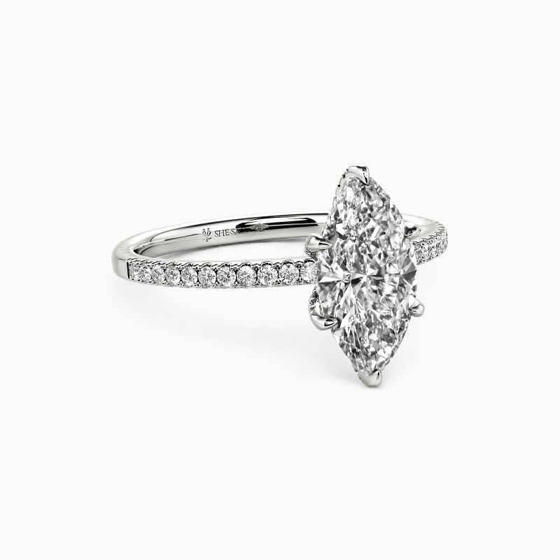 "The Forever Promise" 1ct Marquise Cut Side Stone Engagement Ring