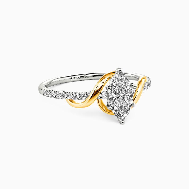 "To My Love" 1ct Marquise Cut Side Stone Engagement Ring