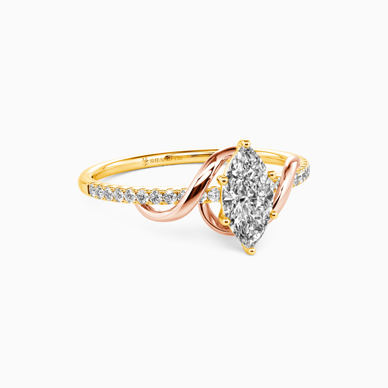 "To My Love" 2ct Marquise Cut Side Stone Engagement Ring