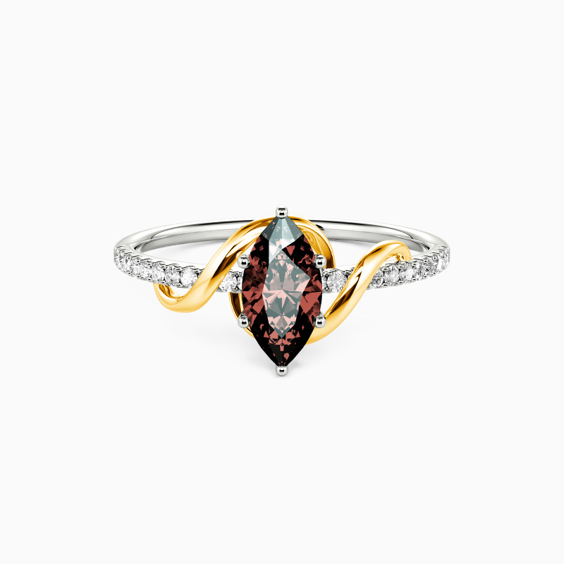 "An meine Liebe" 0,5ct Navetteschliff Verlobungsring mit Seitensteinen