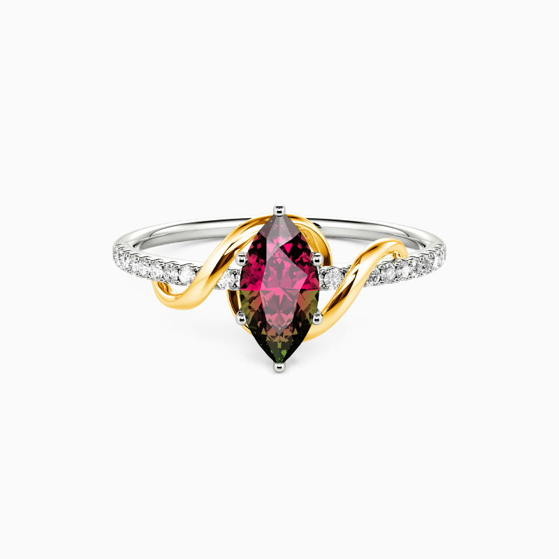 "An meine Liebe" 0,5ct Navetteschliff Verlobungsring mit Seitensteinen