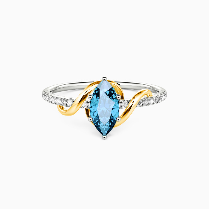 "À mon amour" 0,5ct Taille marquise Bague de fiançailles à pierres latérales