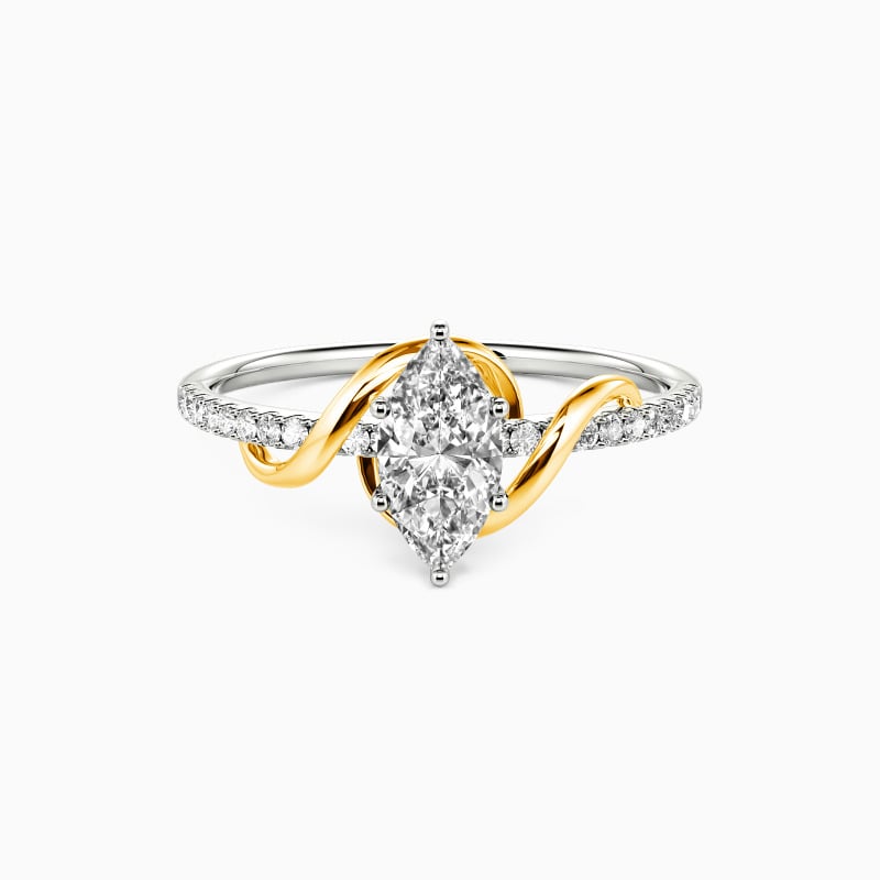 "To My Love" 0.5ct Marquise Cut Side Stone Engagement Ring