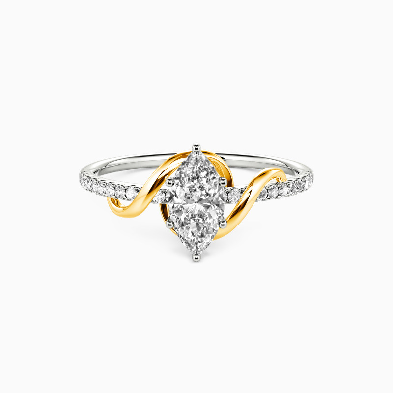 "An meine Liebe" 0,5ct Navetteschliff Verlobungsring mit Seitensteinen