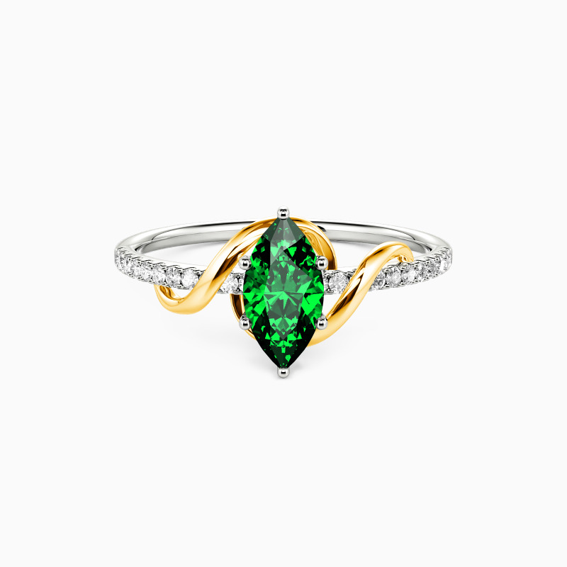 "À mon amour" 0,5ct Taille marquise Bague de fiançailles à pierres latérales