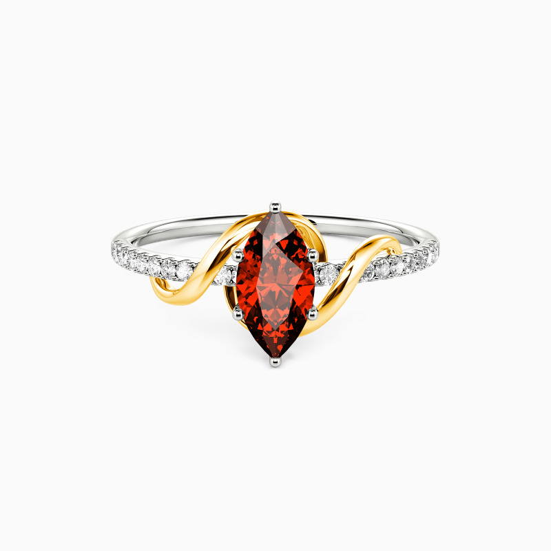 "À mon amour" 0,5ct Taille marquise Bague de fiançailles à pierres latérales