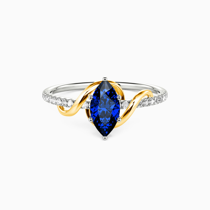 "À mon amour" 0,5ct Taille marquise Bague de fiançailles à pierres latérales