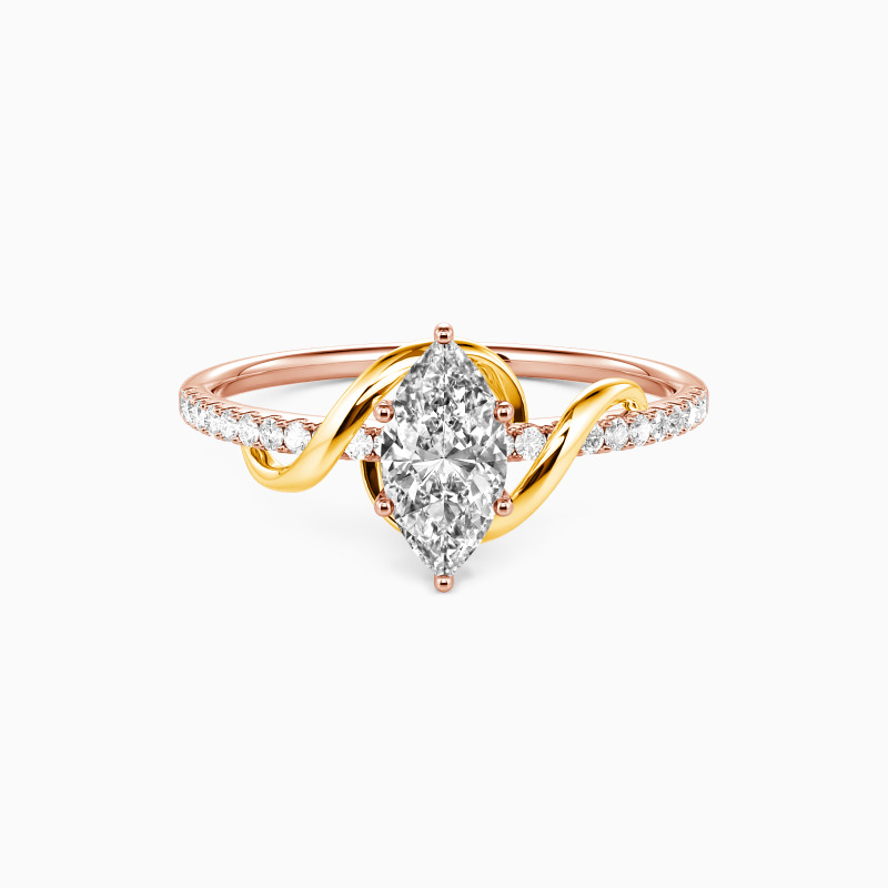 "An meine Liebe" 0,5ct Navetteschliff Verlobungsring mit Seitensteinen