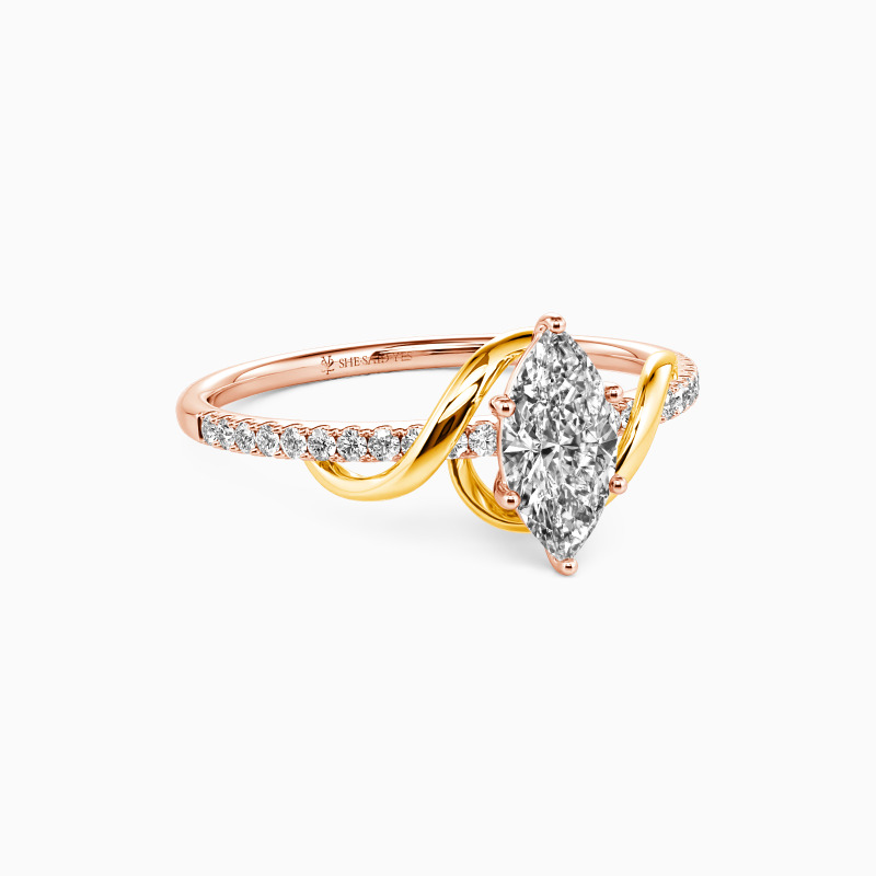 "To My Love" 0.5ct Marquise Cut Side Stone Engagement Ring