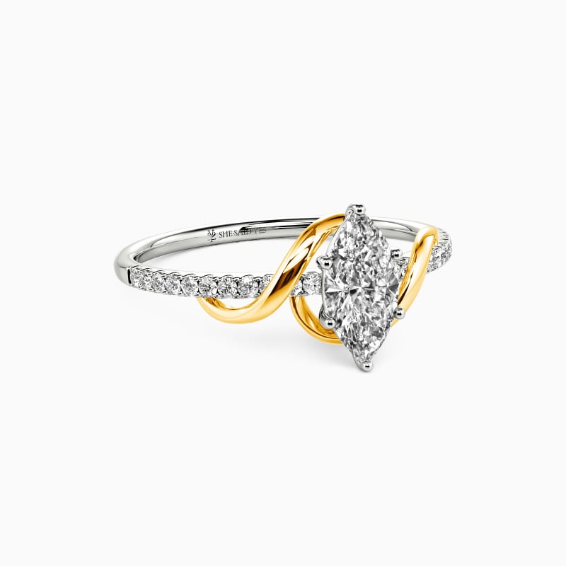 "To My Love" 0.5ct Marquise Cut Side Stone Engagement Ring