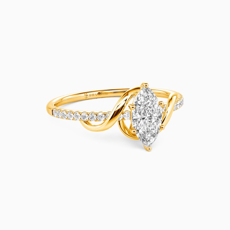 "To My Love" 0.5ct Marquise Cut Side Stone Engagement Ring