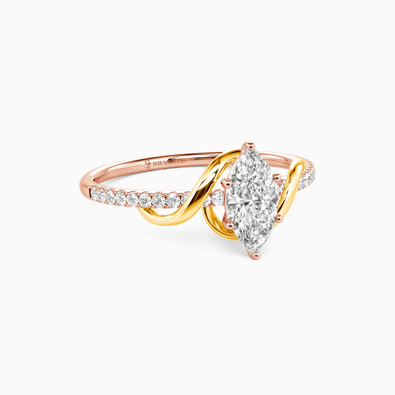 "To My Love" 0.5ct Marquise Cut Side Stone Engagement Ring
