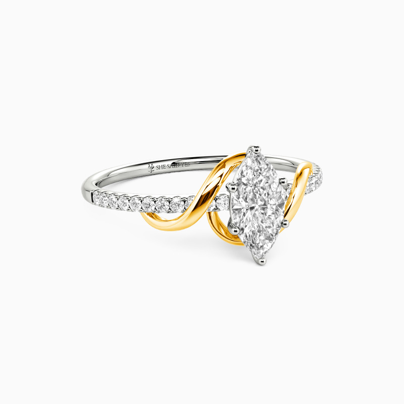 "To My Love" 0.5ct Marquise Cut Side Stone Engagement Ring