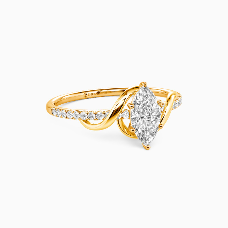 "To My Love" 0.5ct Marquise Cut Side Stone Engagement Ring