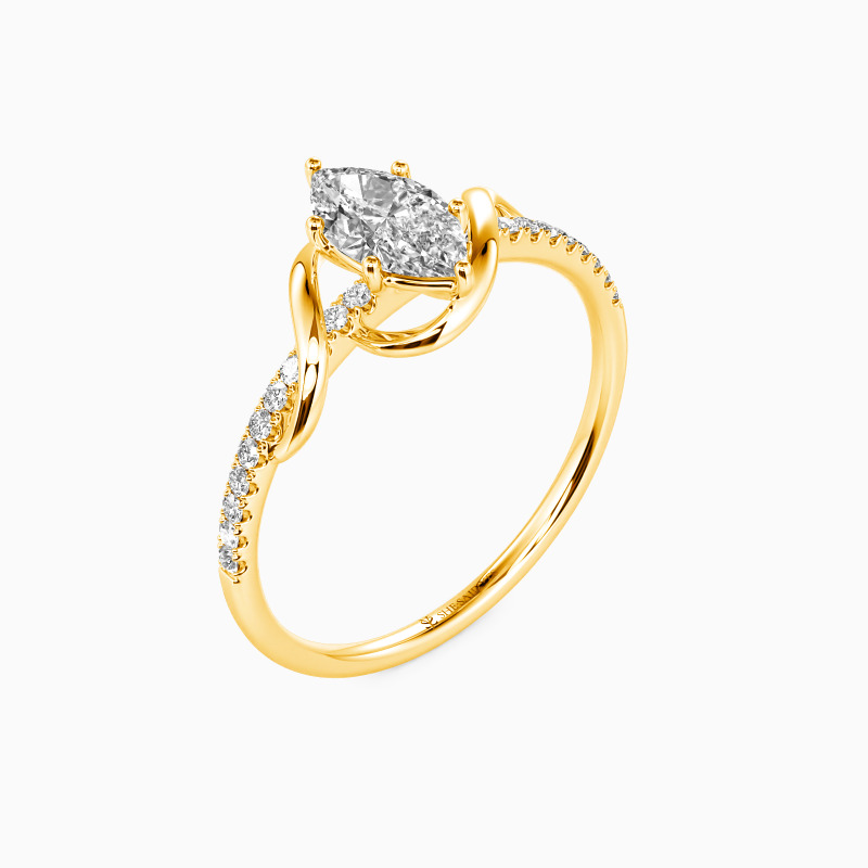 "To My Love" 0.5ct Marquise Cut Side Stone Engagement Ring